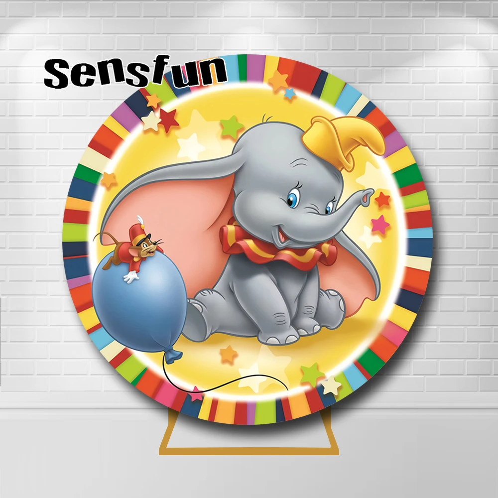 

Круглый фон Дамбо крышка воздушный шар детский душ новорожденный день рождения карнавал круглый фотография фоны эластичные