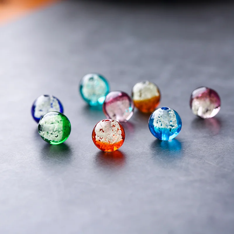 

10Pcs 12mm Flower Inlay Round Illuminated Lampwork Loose Beads Luminous Glass Beads Bracelets Handmade For DIY Jewelry Making