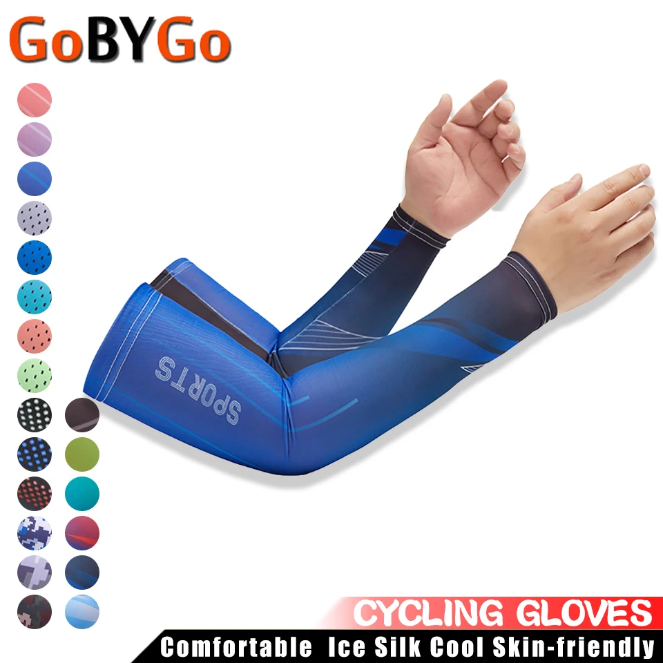 

1Pair Sun UV Protection Cycling Sleeves Ice Silk Cool Skin-friendly Elastic Comfortable Sports Arm Sleeves Running Fishing Cuff