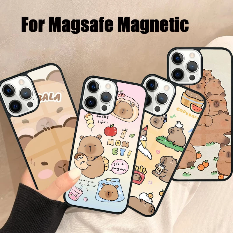 Чехол для телефона Sevimli Capybara Magsafe iPhone 16 15 14 13 12 11 Pro Max Plus зеркальный беспроводной