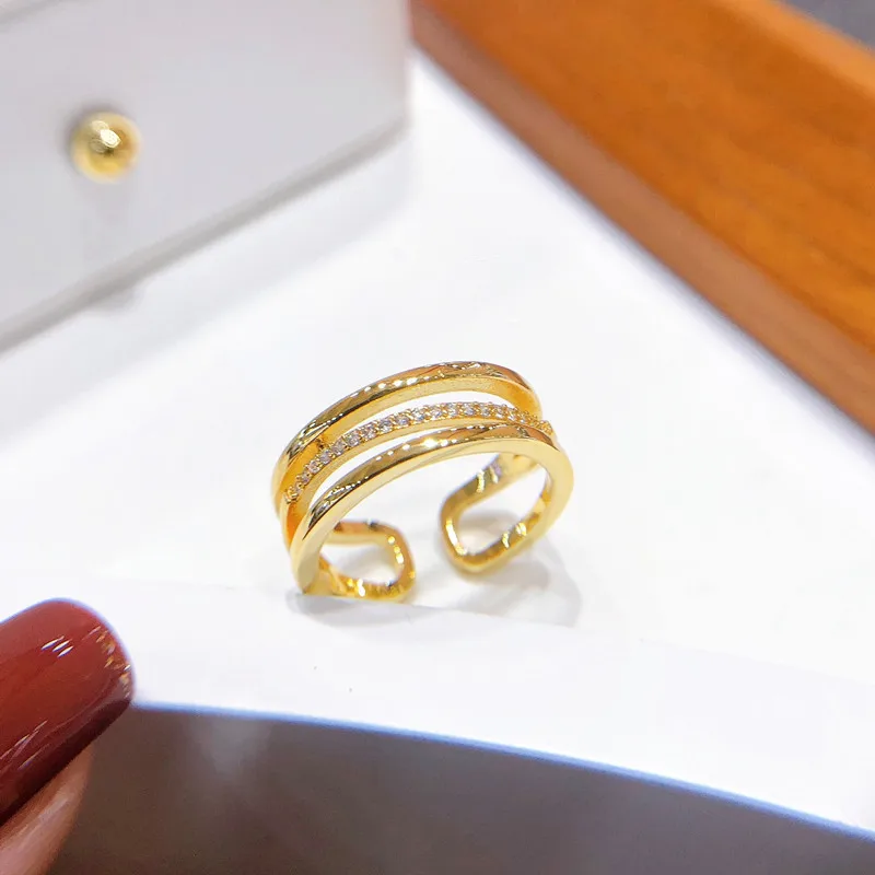 

Copper Diamond-encrusted Open Ring for Girl