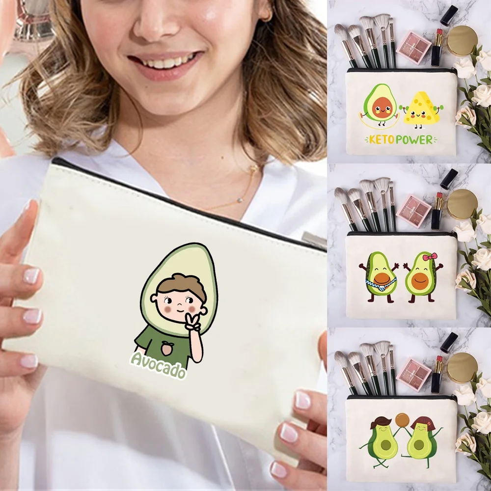 

Органайзер для хранения косметики для женщин, модная дорожная сумка для помады, косметичка на молнии с искусственным рисунком авокадо