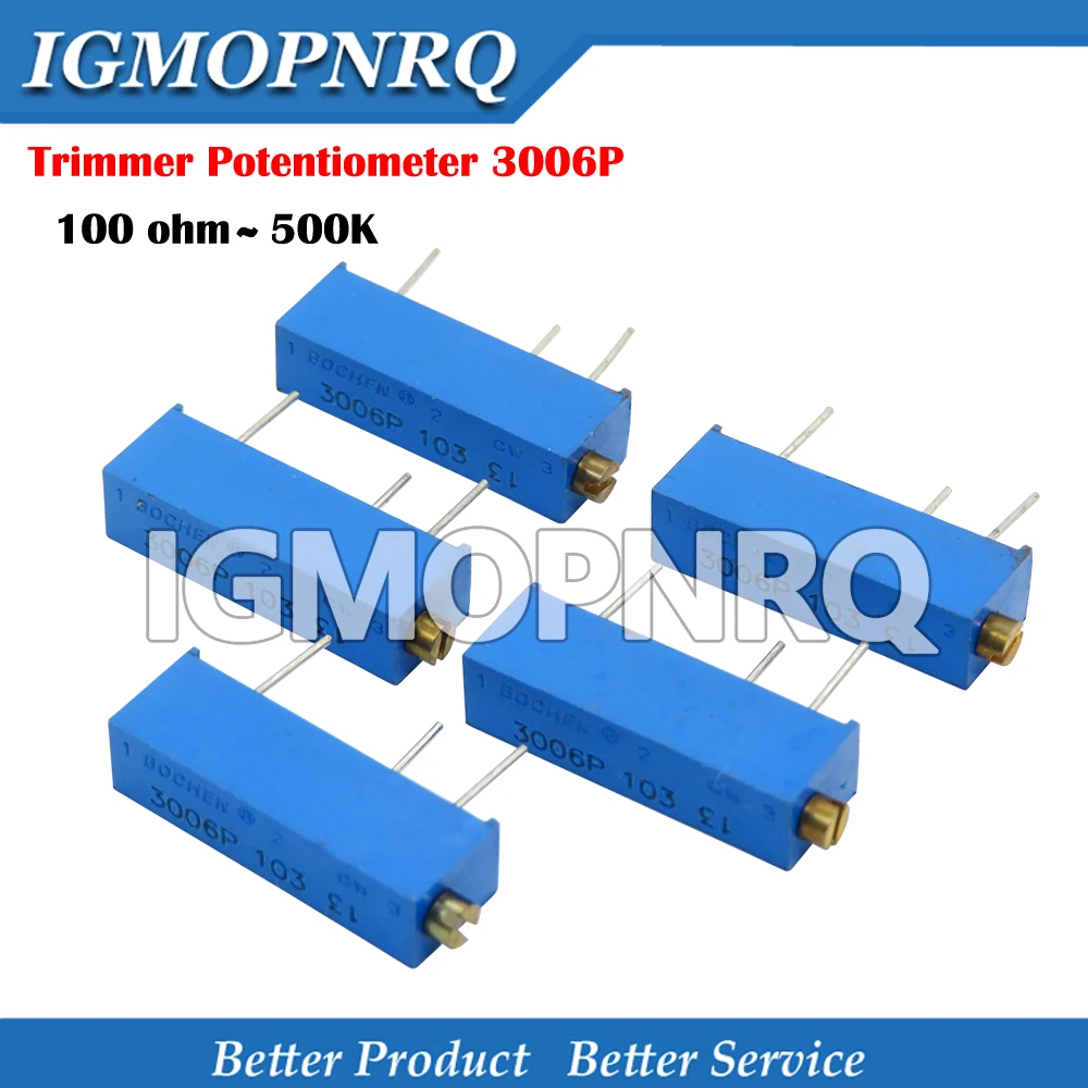 

10PCS 3006P 100 ohm ~ 500K ohm Trimmer Potentiometer fdkjgecf Resistor 1K 2K 5K 10K 20K 50K 100K 200K 500K 1M 100R 200R 500R