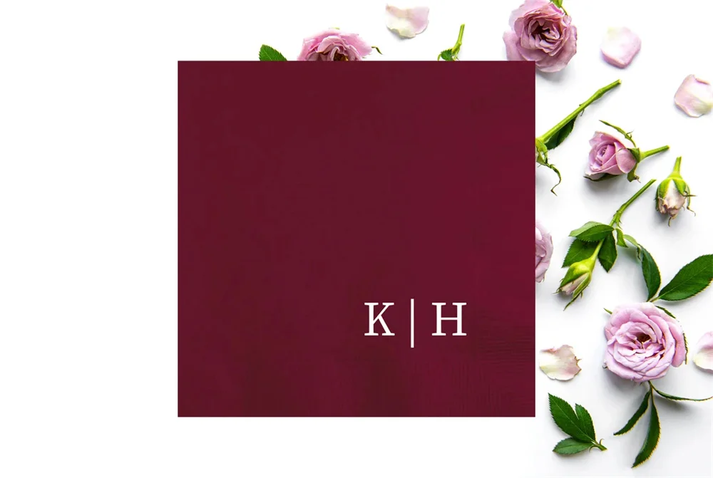 50PCS Custom Modern Initial Napkins Personalized Monogrammed Wedding Napkin Vow Renewal Anniversary Rehearsal Dinner Engage