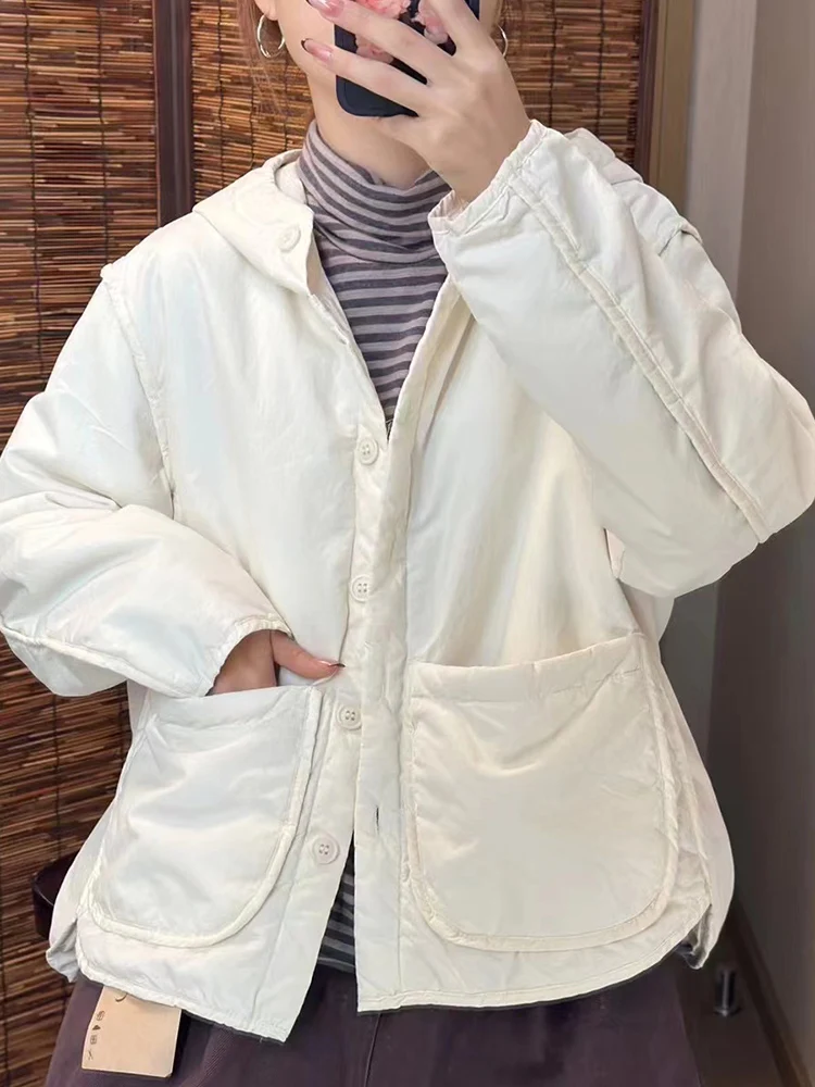 Пальто с хлопковой подкладкой и капюшоном для женщин осенне-зимнее новое