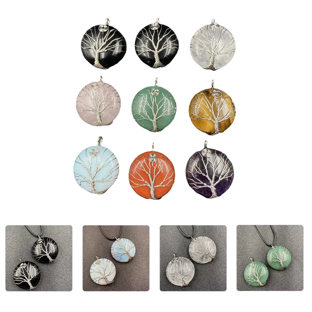 

Chakra Crystal Necklace Beads Charm Stone Making Reiki Pendants Charms Gemstonejewelrypoint Pendant Feng Natural Shui Treelife