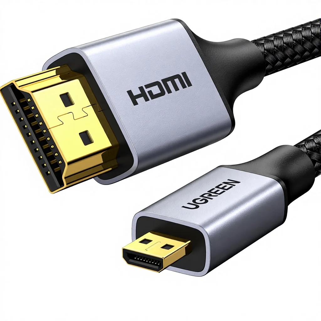 Фото Кабель UGREEN 4K Micro HDMI-HDMI, алюминиевая оплетка, 18 Гбит/с, 4K 60 Гц, HDR, 3D, ARC, совместим с GoPro Hero 7, 6, 5, Raspberry Pi №2