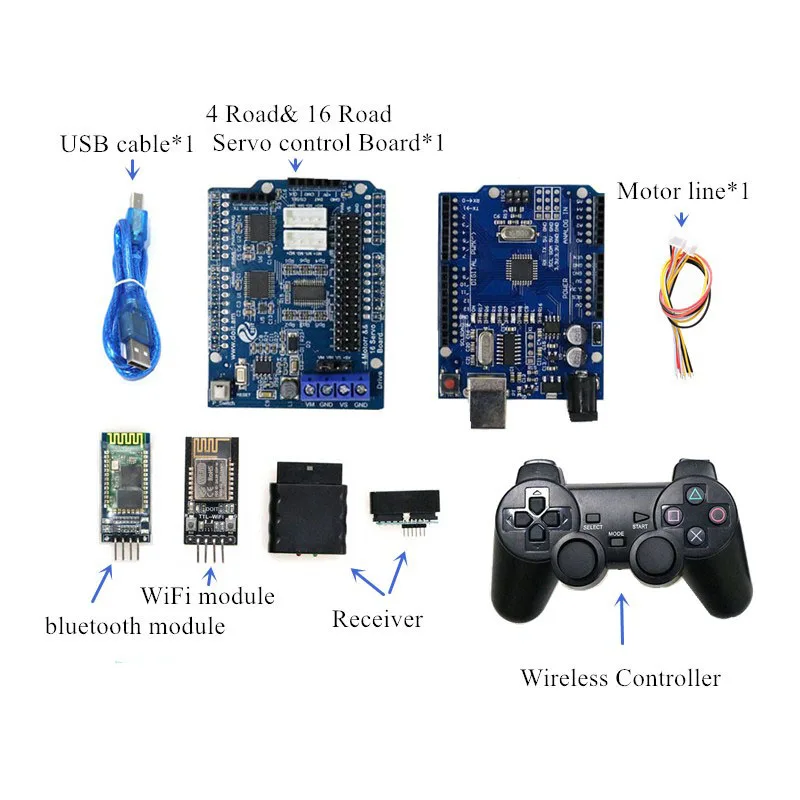 Wifi/ Bluetooth/ PS2 Control Kit For Car Chassis/ Tracked Model Toy IR Control Kit With 4 Road& 16 Road Servo control Board