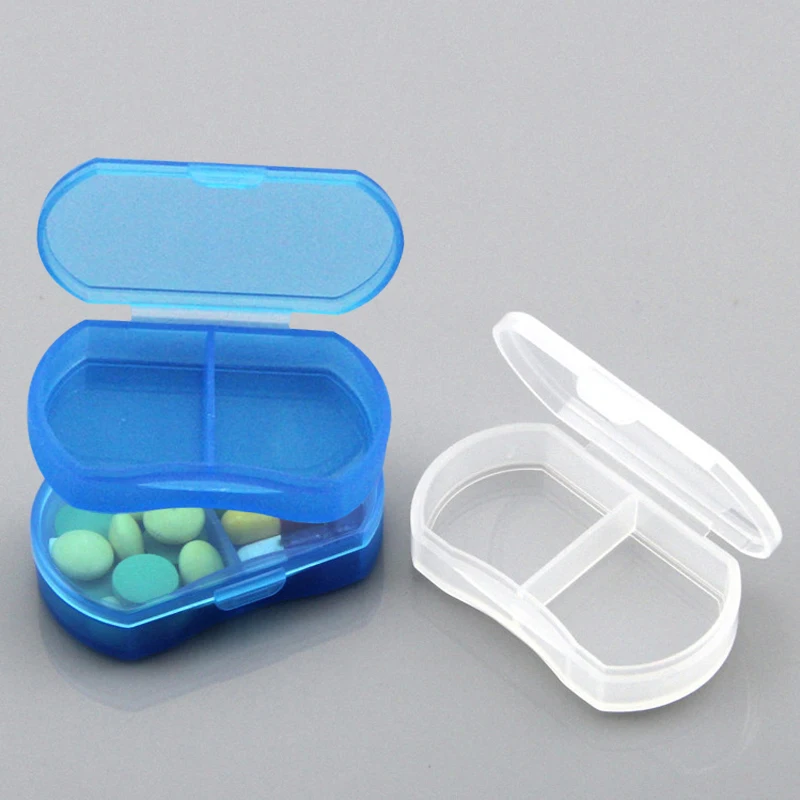 

Mini Portable Pill Organizer Case Transparent 2 Grids Pillbox Tablet Storage Container Weekly Medicine Box Case Drug Dispense