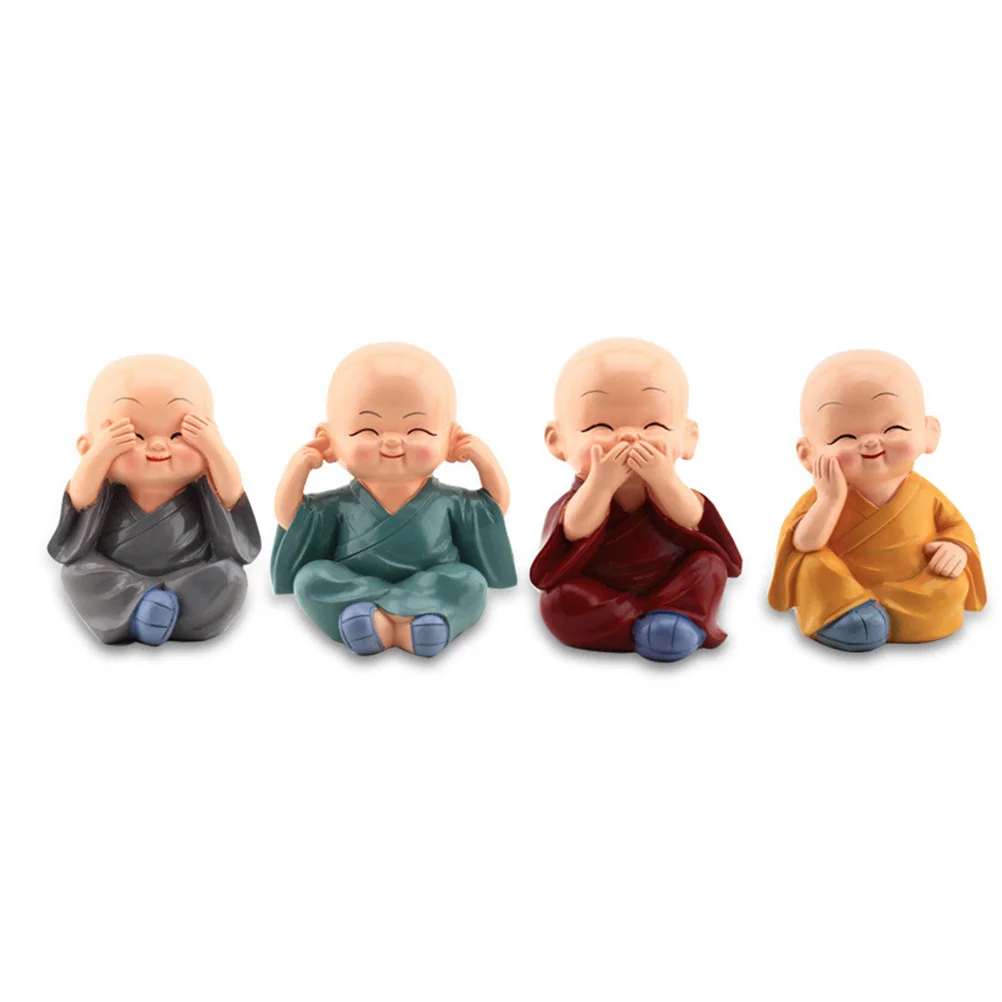 

4PCS KongFu Monk Car Interior Display Decoration Ornament Home Decor )