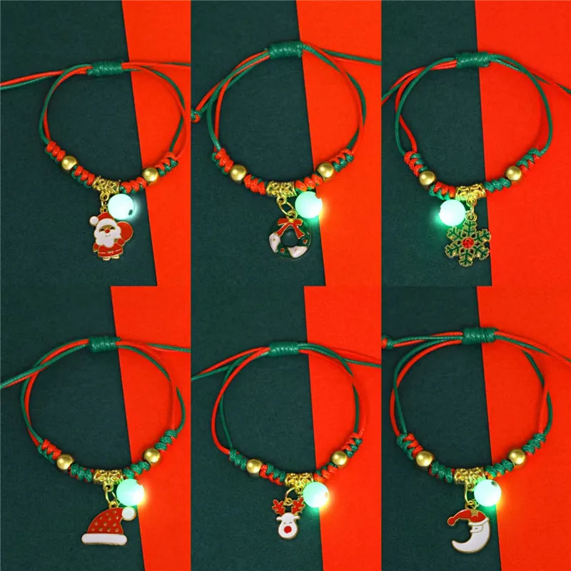 

New Fashion Santa Claus Elk Luminous Pendant Bracelets For Women Men Charm Snowflake Tree Jewelry Accessories Christmas Gifts