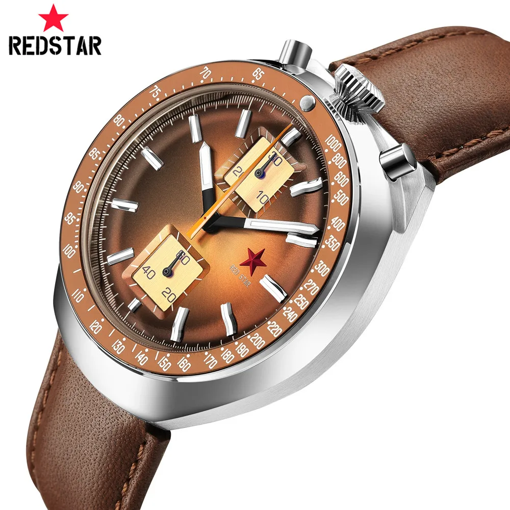 

RED STAR Bull Head Retro Seagull 1963 Chronograph 42mm Watch for Men Mechanical Watch st1901 Hardlex Military Male WristWatches