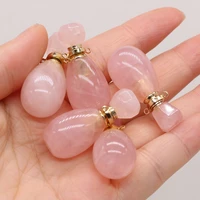 natural stones rose quartzs perfume bottle diffuser pendant for jewelry making diy necklaces accessories gems charms gift17x35mm