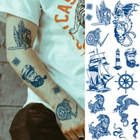 8pcslot men tattoo sticker herbal juice natural long lasting temporary tattoos arm sleeve hand totem skull tiger pirate pattern