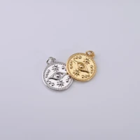 2022 new trend design devil eye charm jewelry making accessories round metal badge diy charms earrings necklace for women men