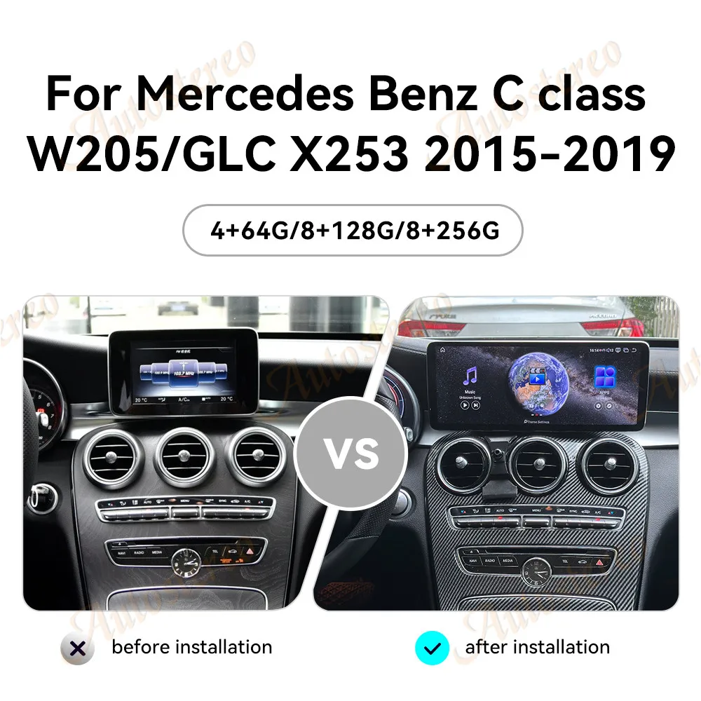 Фото Для Mercedes Benz C Class W205 GLC X253 2015-2019 NTG5 двойной интерактивный Android-экран автомобильный GPS-навигатор мультимедийный плеер авто №2