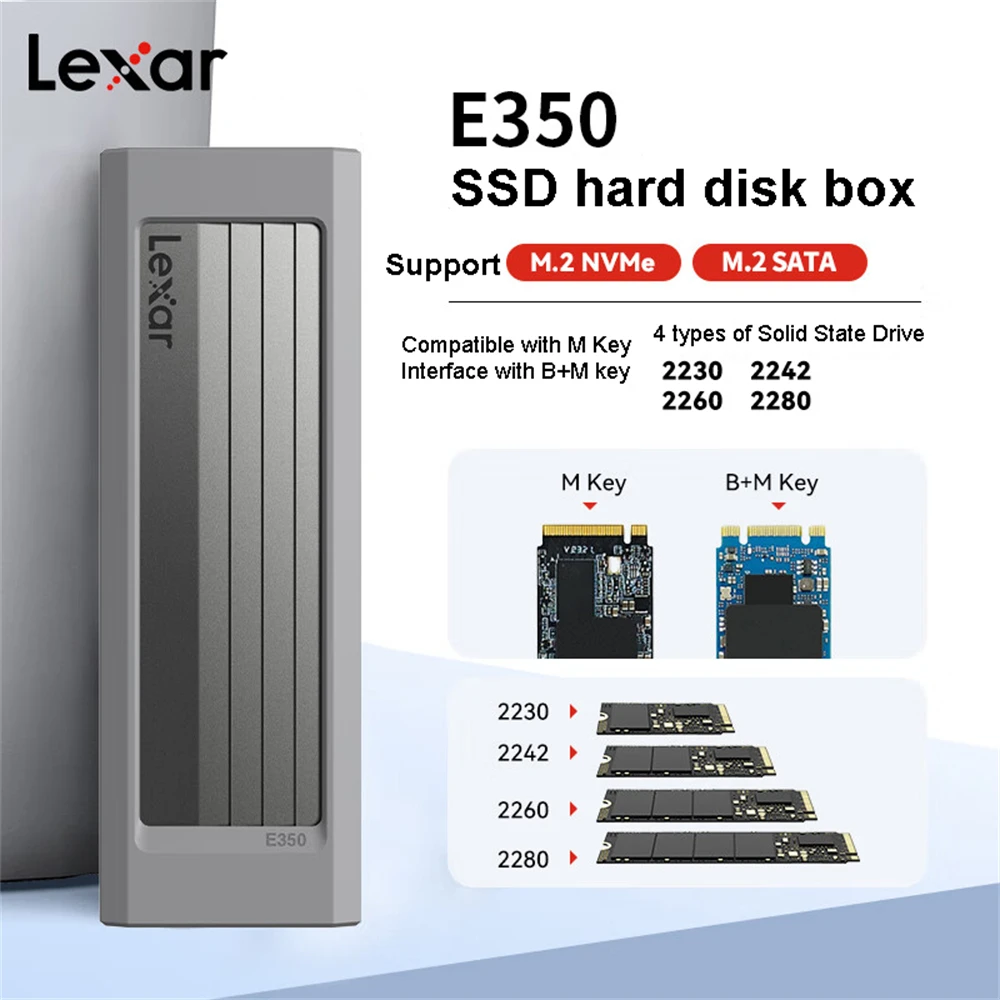 Фото Оригинальный внешний жесткий диск Lexar M.2 NVMe ssd для 2230 / 2242 / 2260 / 2280 Type C корпус USB 3,2 Gen 2 №3
