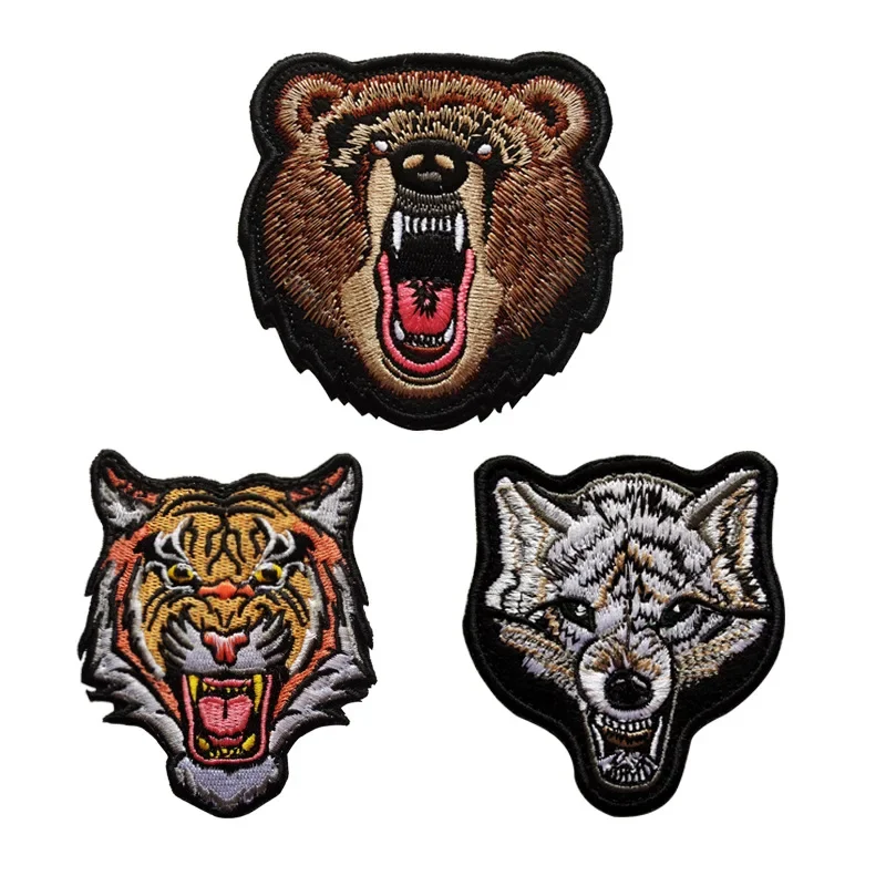 Яркий тигр свирепый зверь искусственная вышивка волшебный медведь ткань крючок