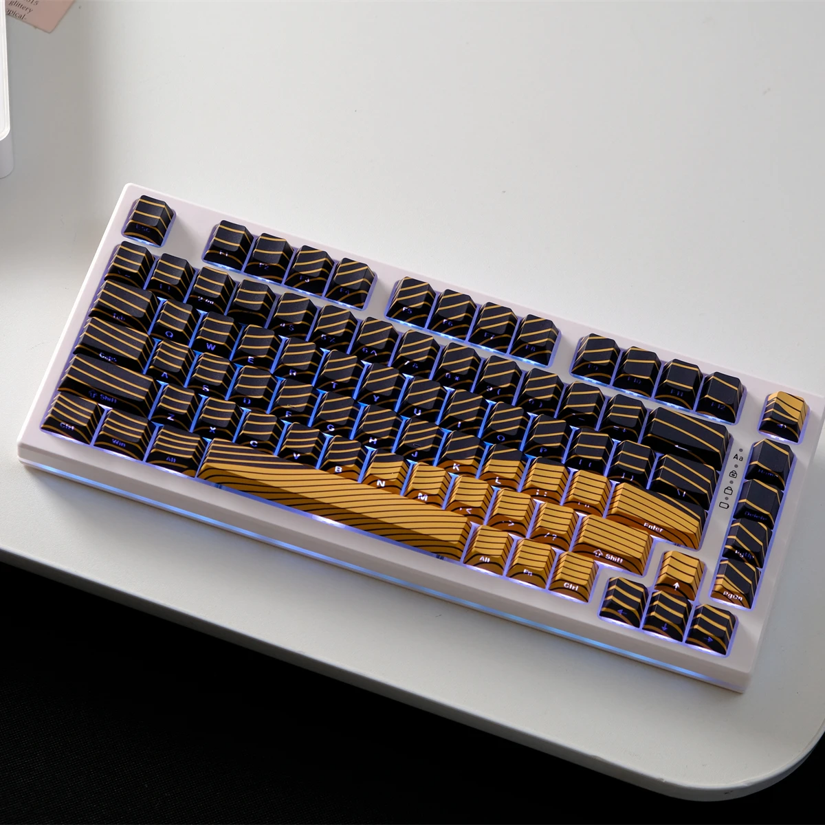 Черный золотой топограф Double Shot PBT Колпачки для клавиш с сублимационной краской