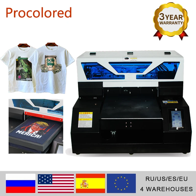 Procolored DTG T shirt Printing Machine A4 A3 Size Automatic Flatbed UV Printers Print Clothes Phone Case Wood Glass Stickers