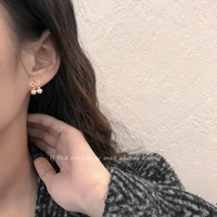 fashion bow pearl stud earrings 925 silver needle female new trendy niche design elegant romantic copper alloy earrings 2022