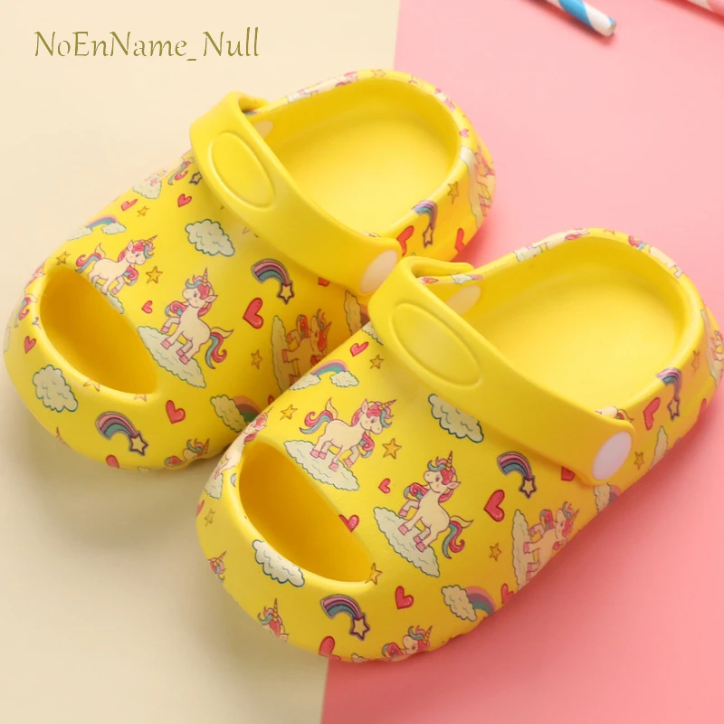 

Детские тапочки с радужным пони, шлепанцы для мальчиков и девочек, сандалии для пляжа, летняя детская пещера
