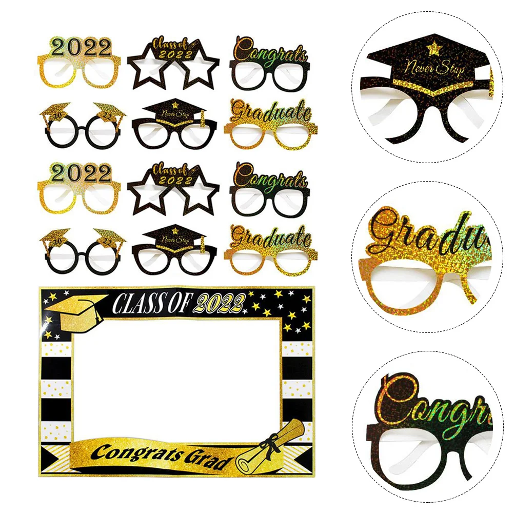 

1 Set Graduation Glasses Photo Frame Photo Props 2022 Graduation Party Supplies
