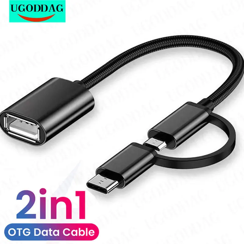 

2 in 1 USB 2.0 OTG Cable Type C Micro usb to USB 2.0 Adapter USB-C Data Transfer Cable for Samsung Xiaomi Huawei Type-C Adapters