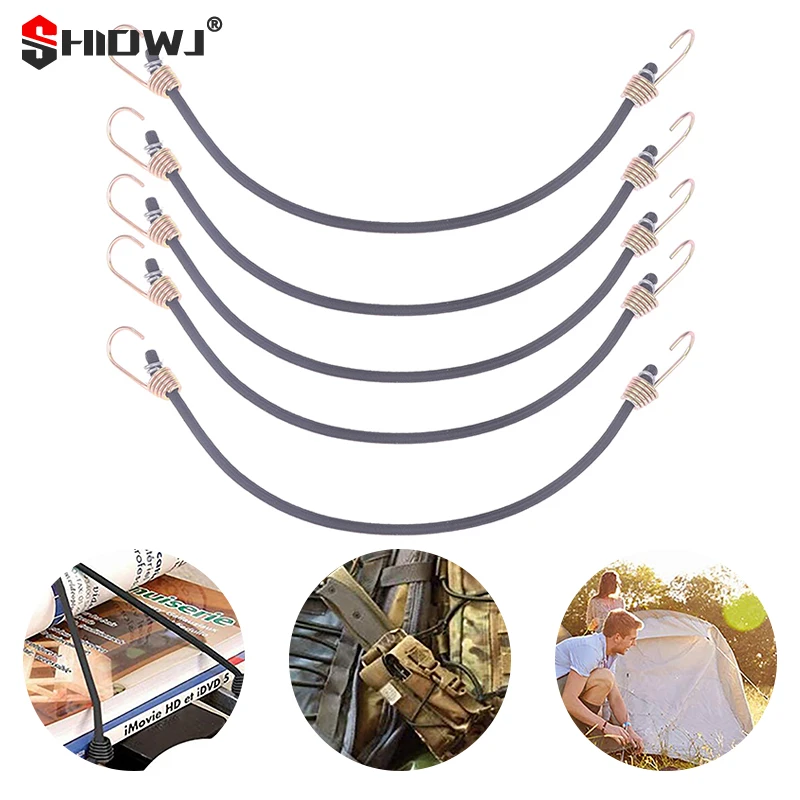 

Heavy Duty Luggage Straps Rope Hooks Elastic Bungee Cord 30cm Stretch Tie Pull Strap Tow Fixed Rope Tent Outdoor Accessories