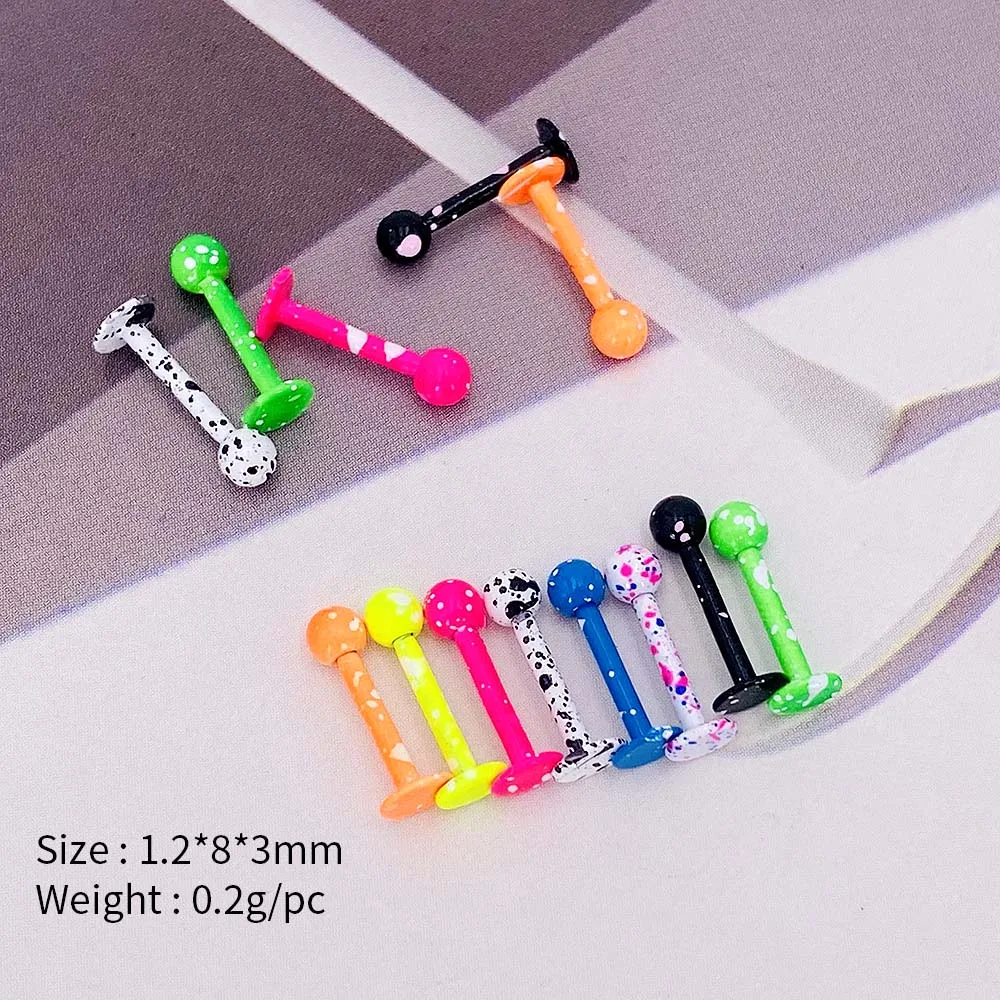 

10 шт., разноцветные кольца для пирсинга губ, 1,2 х8х3 мм