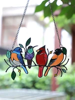 multicolor birds pendant wind chime window tropical bird hanging decoration on the tree wall art home decor room decoration new