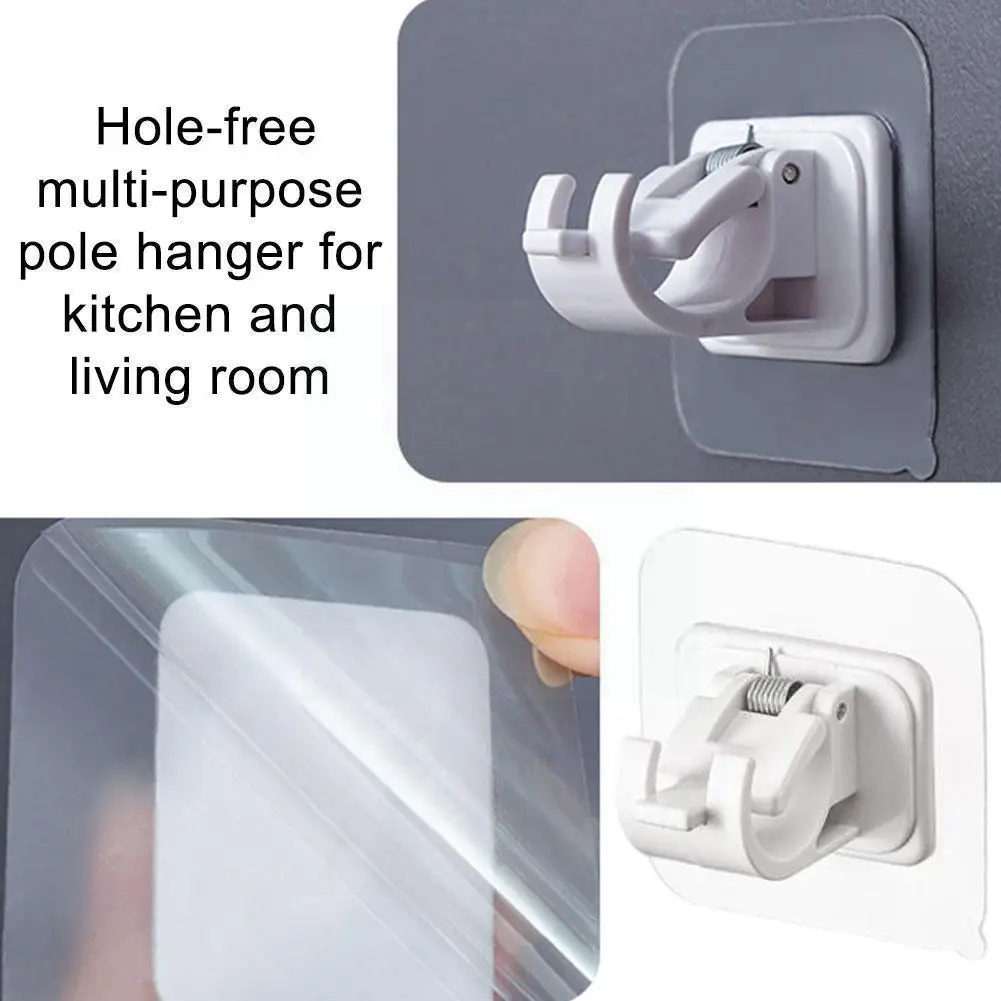 

2 Self Adhesive Hooks Punch-free Curtain Rod Clip Hook Hanging Clip Holder Shower Fixed Hook Hanging Curtain Rod Household I4o7