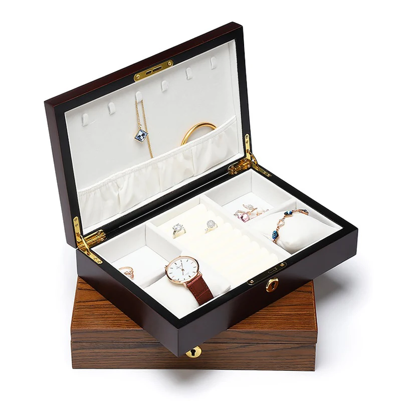 Wooden Exquisite Jewelry Box Ladies Ring Necklace Watch Small Object Storage Packaging Display