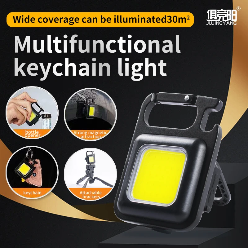 

COB Keychain Flashlight Rechargeable Multifunctional Outdoor Camping Light with Bottle opener Household Emergency LED Torch