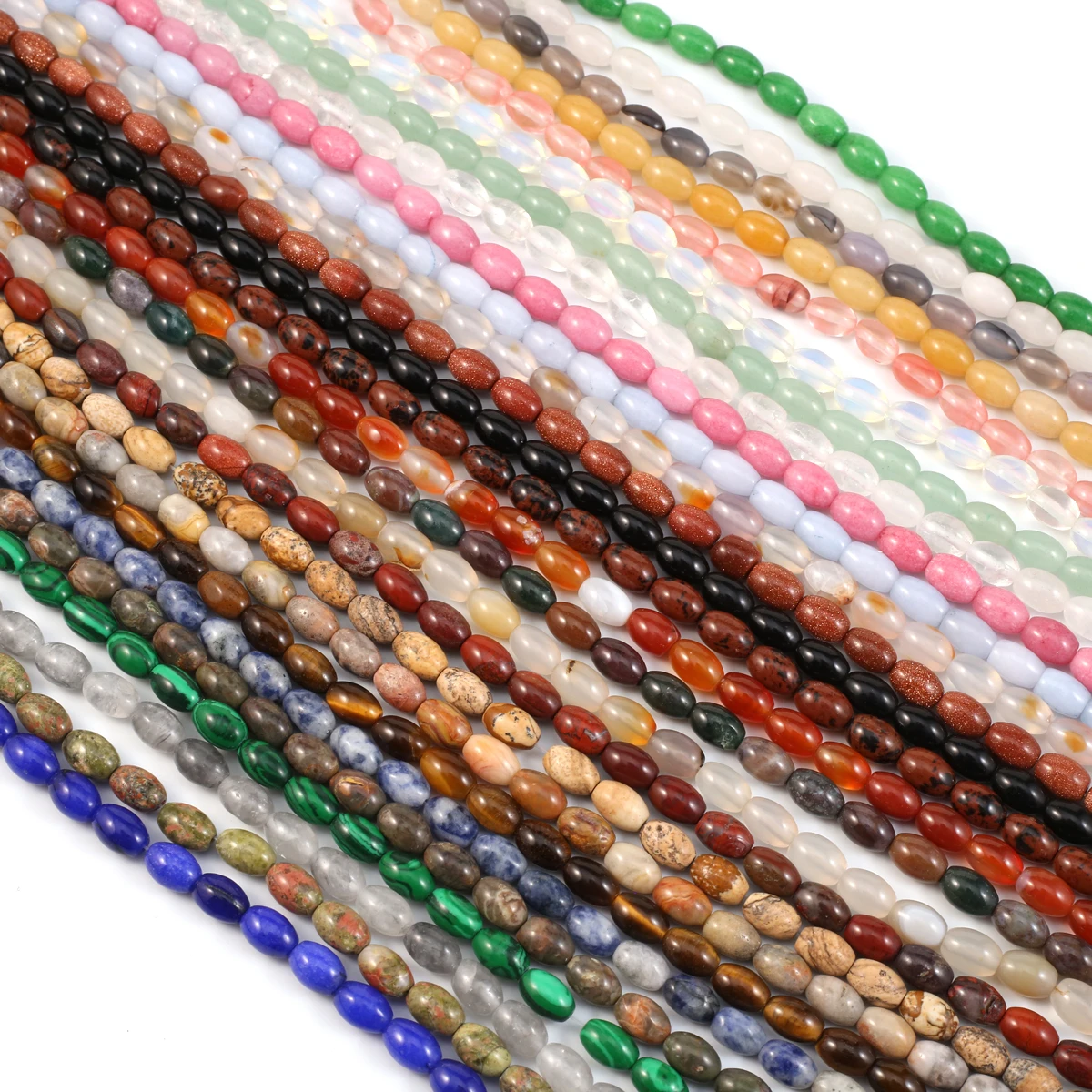 

Натуральный камень, бусина в форме риса, лечебный кристалл, агат, камень для изготовления ювелирных изделий, украшение для ожерелья, браслета