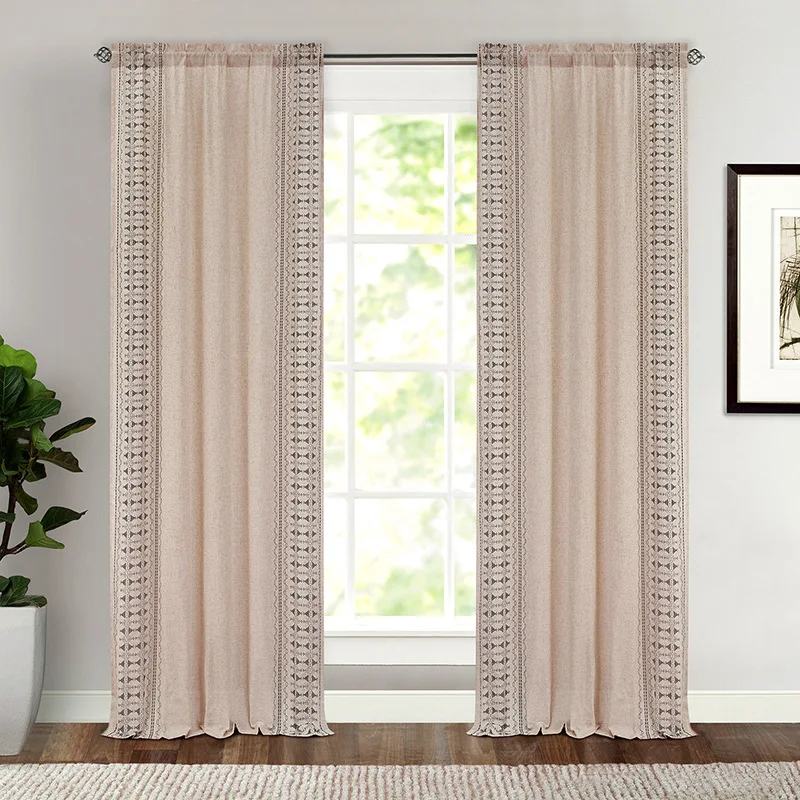 

2022 New Bohemian Embroidered Curtains Bedroom Living Room Blackout Curtain Fabric Linen curtains for living room luxury