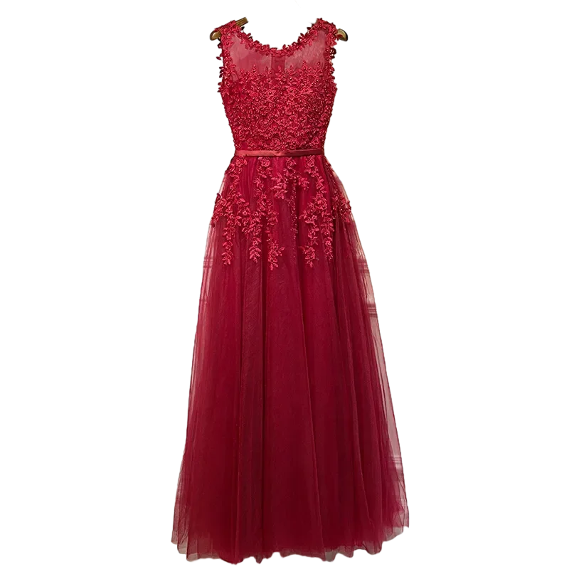

S0062h 2023 Women Evening Dresses Women's Dressing Gown Long Beading Prom Gowns Tulle Party Dress Lace Pearls Sleeveless Vestido