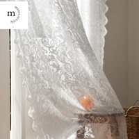 modern curtains for living room bedroom dining luxury white floral lace pearl embroidery tulle window sheer voile wedding decor