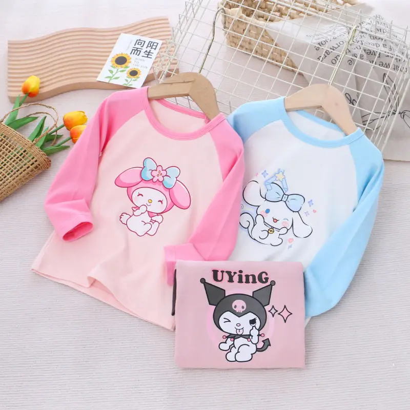 

2023 Sanrioes Anime Kuromi Cinnamoroll My Melody Children Long Sleeve T Shirts Boys Girls Casual Clothes Tops Pullovers Kid Gift