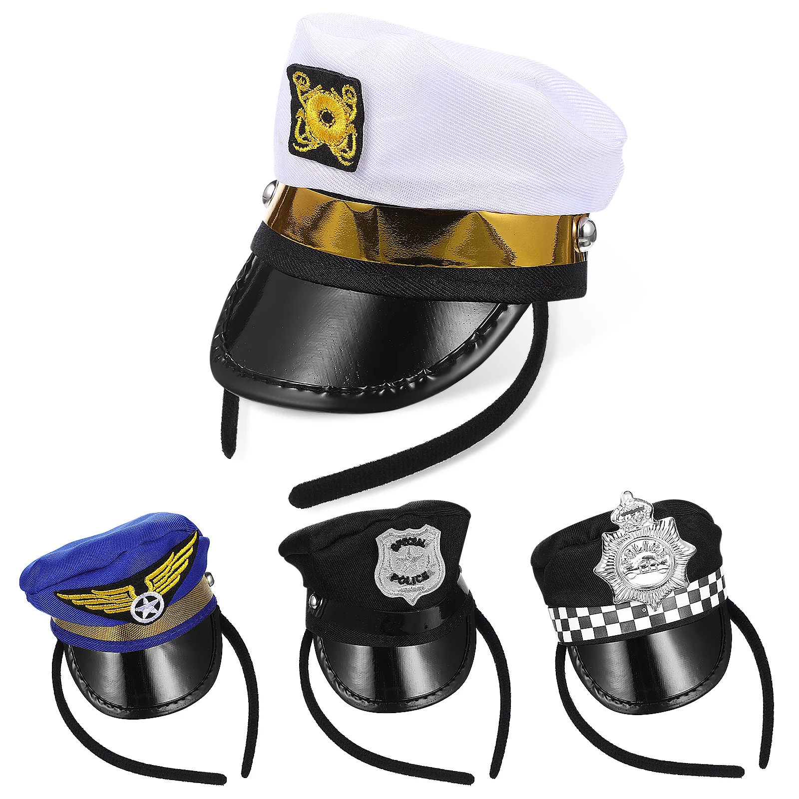 

4 Pcs Cosplay Headband Cap 4pcs Kids Headband Sailor Hat Yacht Captain Nautical Hair Hoops Iron Wire Navy Child
