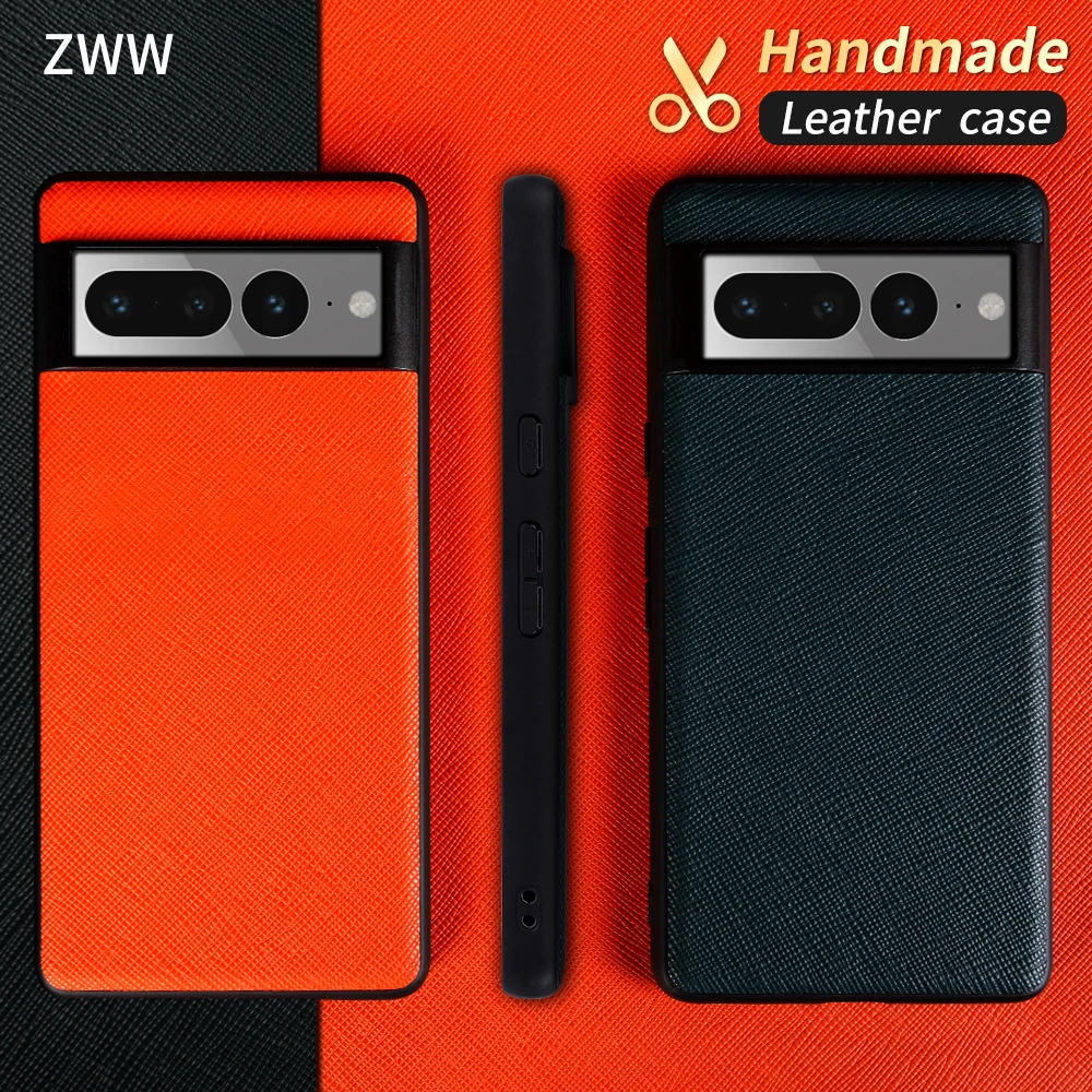 

Genuine Leather Cases For Google Pixel 7A 7Pro 7 6 Handmade Cowhide Women And Men Business Slim Back Cover Shockproof Protective