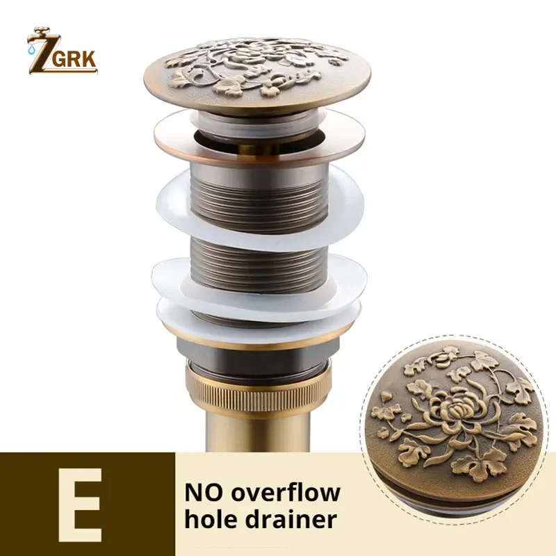 

Античная латунная раковина ZGRK, выдвижная сливная раковина, художественная резьба, раковина с отверстиями, аксессуары для ванной комнаты, сливная раковина