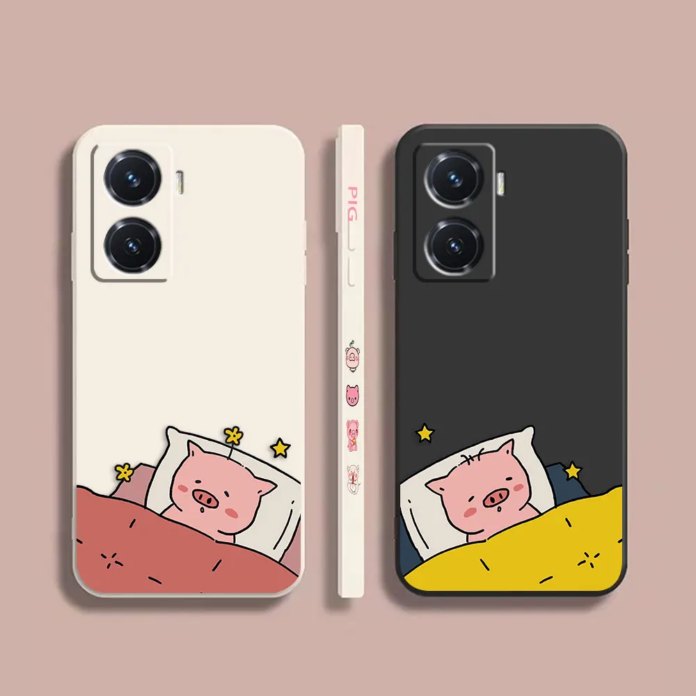 

Case For VIVO Y55S Y31 Y33S Y55 Y35 Y51S Y52S Y53S Y66 Y73S Y77 5G Y85 Y93 Case Cover Funda Cqoue Shell Cute Cartoon Pink Piggy