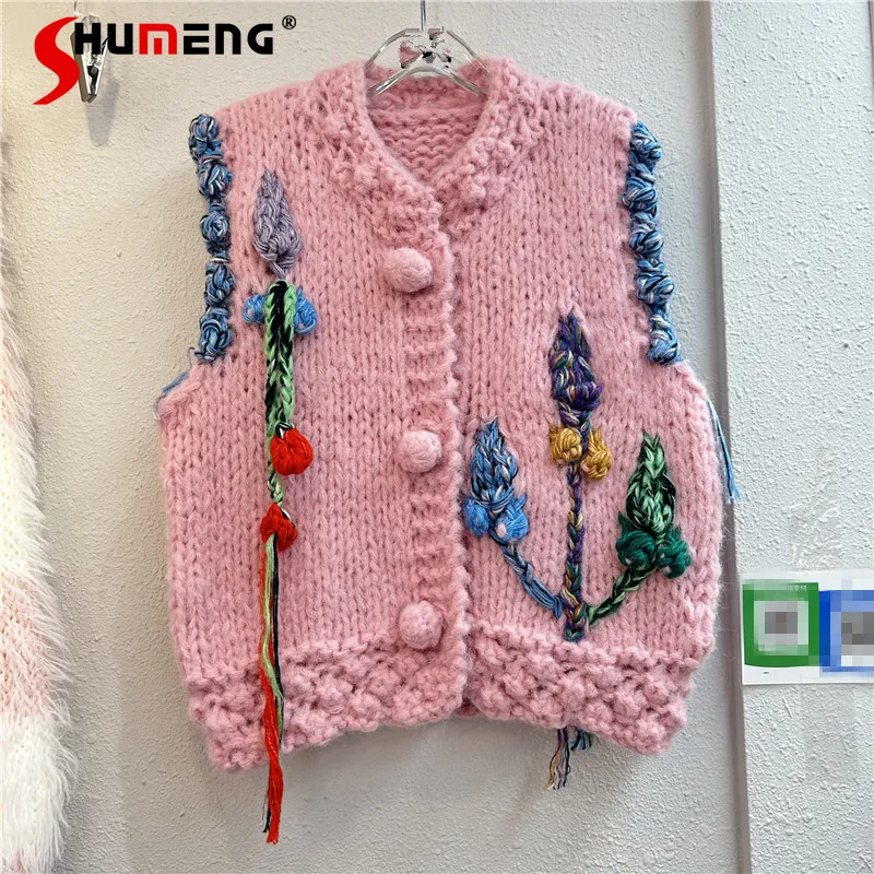 

Retro Sweater Vest for Women Short Coat 2023 Early Autumn Women's Clothing New Outdoor Vest Knitted Cardigan Waistcoat