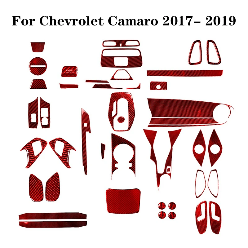 

For Chevrolet Camaro 2017 2018 2019 Carbon Fiber Red Stickers Cover Trim Car Interior Decorative Accessories Various Parts