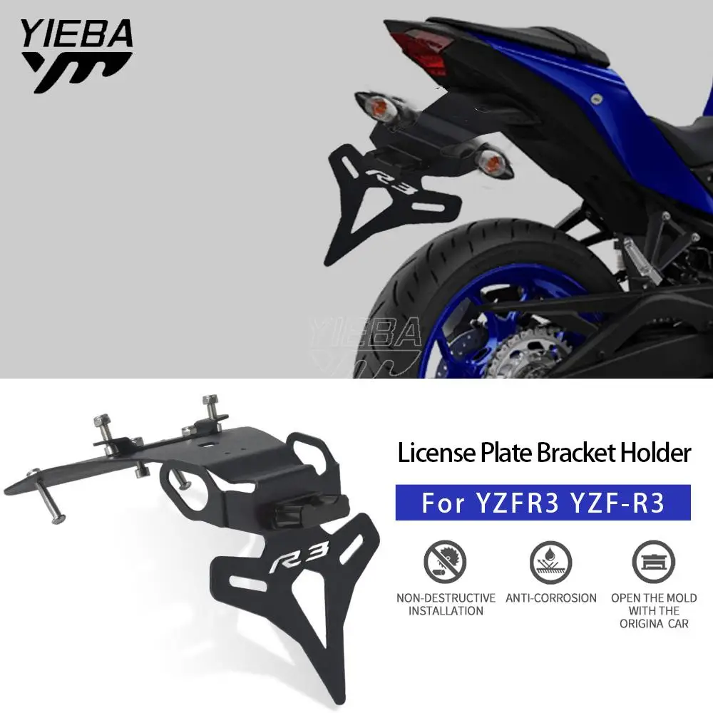 

Motorcycle License Plate Holder Bracket Frame Tail Tidy Fender Eliminator LED Light For YAMAHA YZF R3 YZF-R3 YZFR3 2019 2020