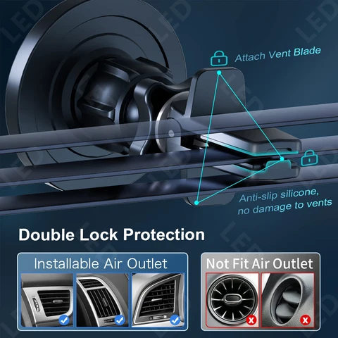 Автомобильное крепление Magsafe, магнитный автомобильный держатель для телефона с зажимом 360° °   Крепление для сотового тел...