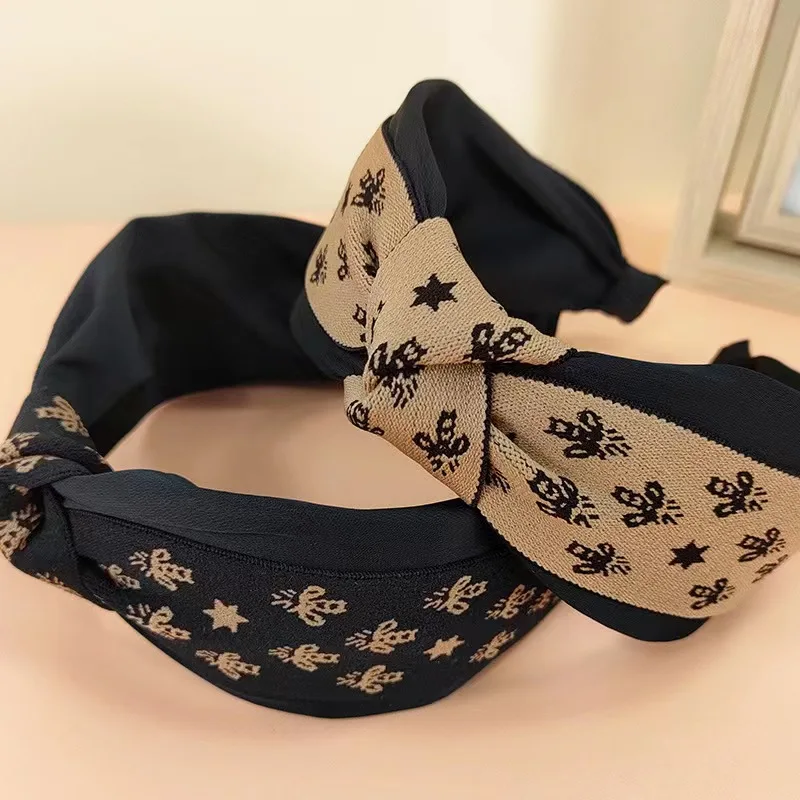 

Ladies Little Bee Ribbon Knotted Hair Hoop Retro Star Broad-brimmed Fabric Hairpin Fashion Twisted Hair Accessories