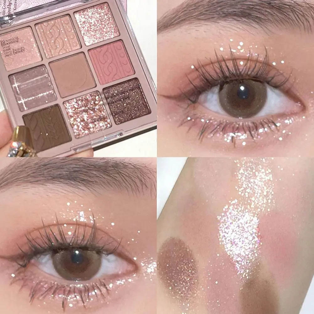 

9-Color Eye Shadow Palette Glitter Pearly Eyeshadow Palette Eyes Nude Lasting Korean Palette Up Make Cosmetics Long Charmin I2V1