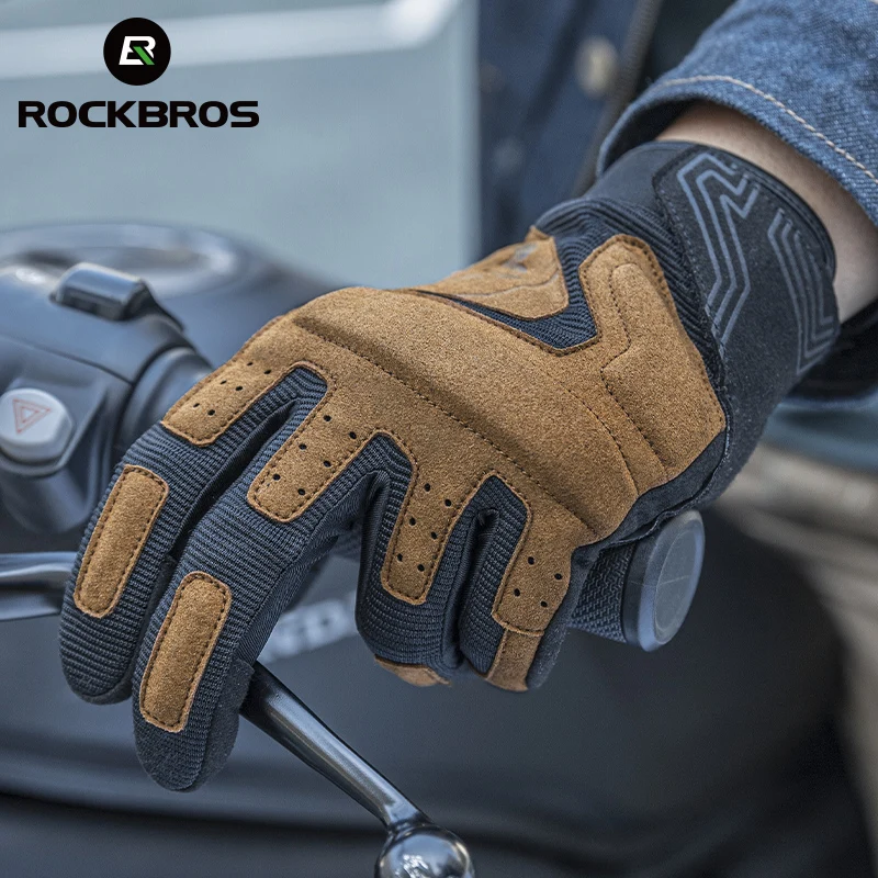 

ROCKBROS Men Women Screen Touch Motorcycle Gloves Cycling Gloves Spring Autumn Shockproof Gloves MTB Full Finger Bike Gloves